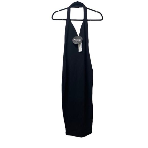 Revolve Nookie Medea V Neck Bodycon Halter Midi Dress in Black NEW - Picture 2 of 8